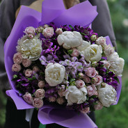 A large bouquet with white peonies buy with delivery